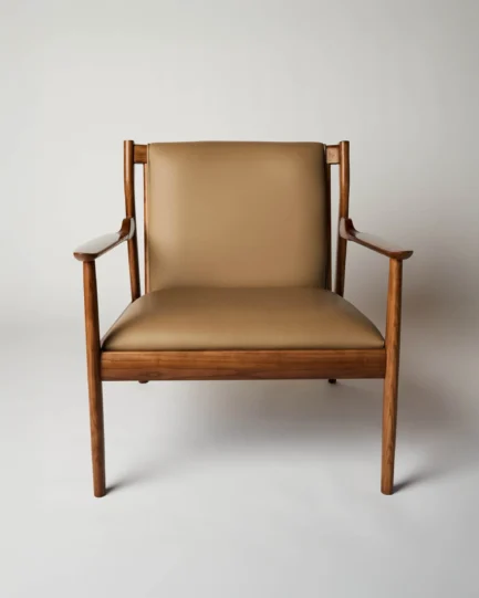 Aiki beige leather armchair