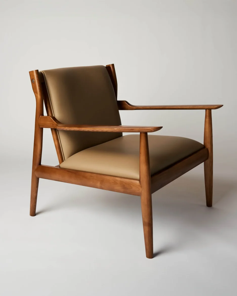 Aiki beige leather armchair