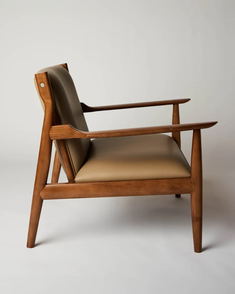Aiki beige leather armchair
