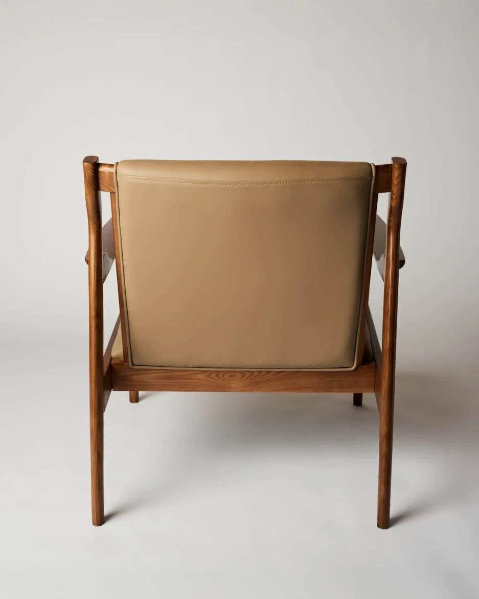 Aiki beige leather armchair