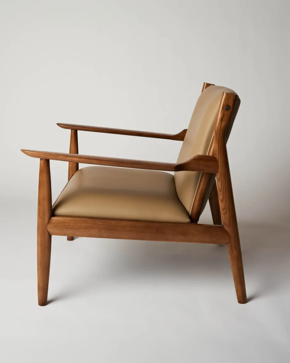 Aiki beige leather armchair