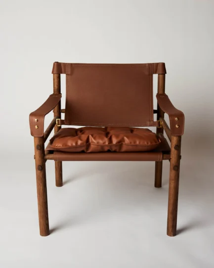Fumito brown leather safari chair