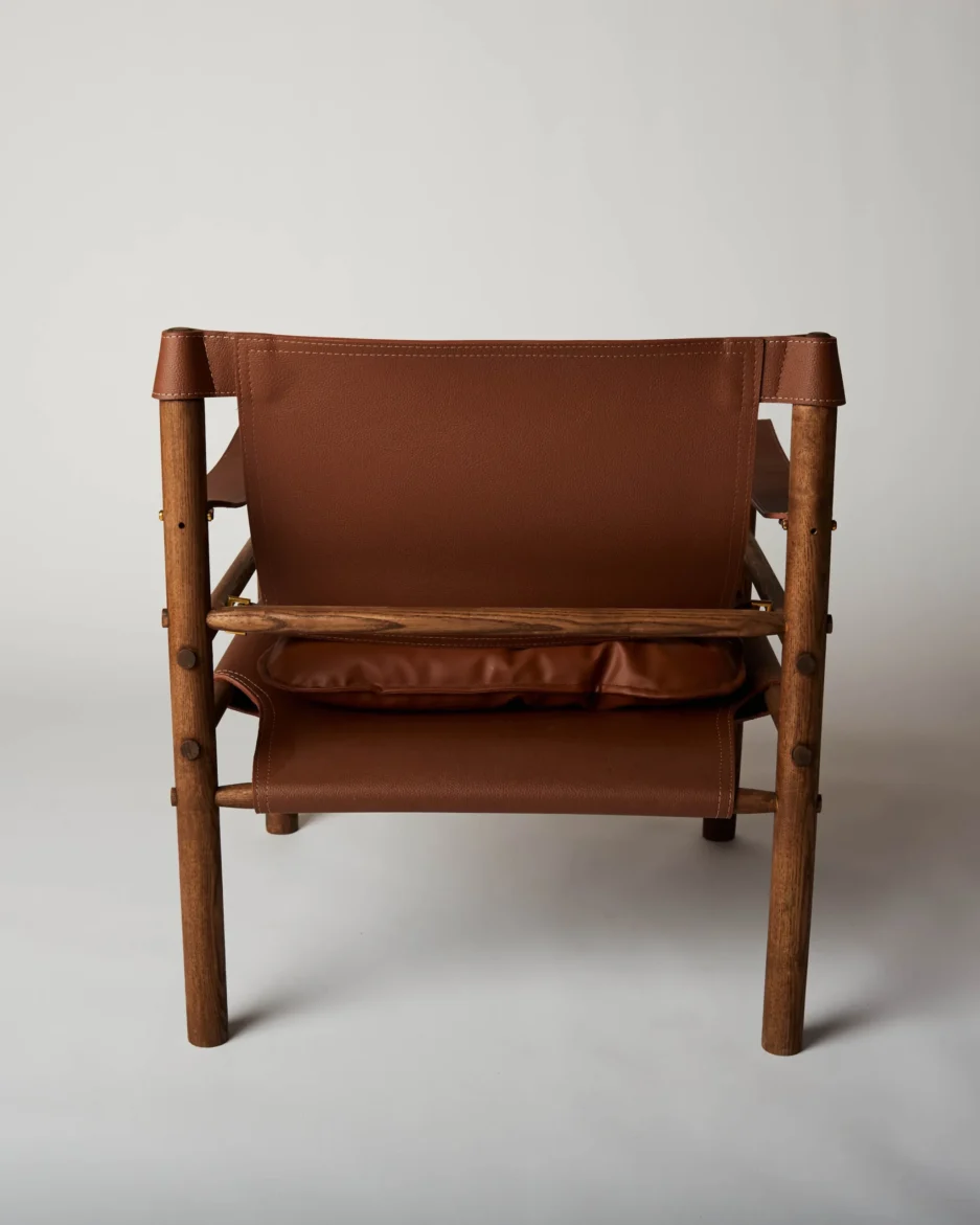 Fumito brown leather safari chair